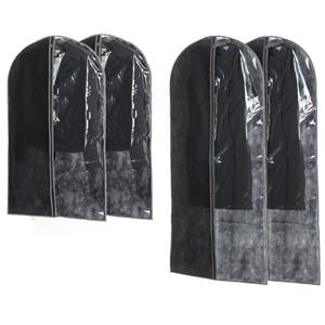 Trendoz Set van 10x stuks kledinghoezen grijs 135/100 cm inclusief kledinghangers -