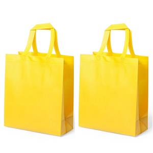 Bellatio 2x Stuks Draagtassen/schoudertassen/boodschappentassen In De Kleur Geel 35 X 40 X 15 Cm - Boodschappentassen