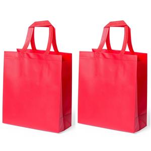 Bellatio 2x Stuks Draagtassen/schoudertassen/boodschappentassen In De Kleur Rood 35 X 40 X 15 Cm - Boodschappentassen