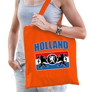 Bellatio Holland Leeuw Met Wapenschild Supporter Cadeau Tas Oranje Voor Dames En Heren - Feest Boodschappentassen