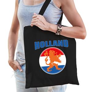 Bellatio Holland Oranje Leeuw Supporter Cadeau Tas Zwart Voor Dames En Heren - Feest Boodschappentassen