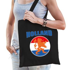 Bellatio Holland Oranje Leeuw Supporter Cadeau Tas Zwart Voor Dames En Heren - Feest Boodschappentassen