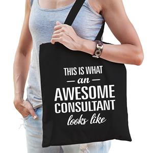 Bellatio Awesome / Geweldige Consultant Cadeau Tas Zwart Voor Dames En Heren - Feest Boodschappentassen