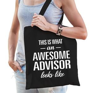 Bellatio Awesome Advisor / Geweldige Adviseur Cadeau Tas Zwart Voor Dames En Heren - Feest Boodschappentassen