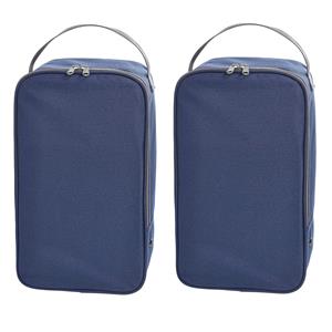 2x stuks donkerblauwe schoenentas/reistas 12 liter x 21 x 15 cm -