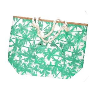 Strandtas hawaii print zeegroen -