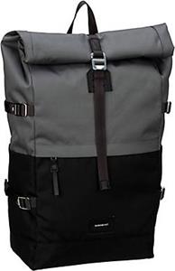 Sandqvist , Laptoprucksack Bernt Rolltop Backpack in schwarz/mittelgrau, Rucksäcke für Damen