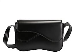 Ekonika , Schultertasche Aus Poliertem Naturleder in schwarz, Schultertaschen für Damen