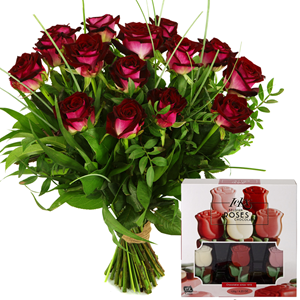 Boeketcadeau Boeket rode rozen en rozen chocolade