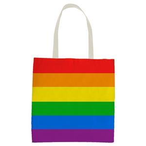 1x Polyester boodschappentasje/shopper regenboog/rainbow/pride vlag voor volwassenen en kids - Festival/pride musthaves - Boodschappentassen