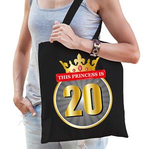 Bellatio This Princess is 20 verjaardag katoenen tas Zwart