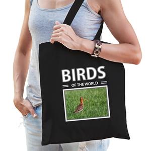 Bellatio Dieren grutto vogel foto tas katoen volw + kind Zwart