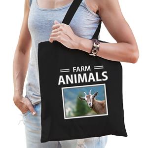 Bellatio Dieren Geit foto tas katoen volw + kind Zwart