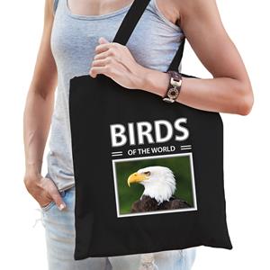 Bellatio Dieren Amerikaanse zeearend foto tas katoen volw + kind Zwart