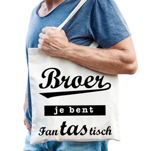 Bellatio Broer je bent fantastisch katoenen cadeau tas - kadotas voor een broer of zwager - Feest Boodschappentassen