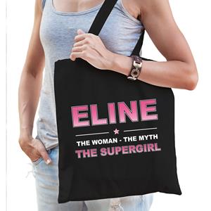 Bellatio Naam cadeau Eline - The woman, The myth the supergirl katoenen tas - Boodschappentas verjaardag/ moeder/ collega/ vriendin - Feest Boodschappentassen