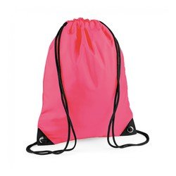 Bagbase 2x stuks nylon sport/zwemmen gymtas/ gymtasje met rijgkoord 45 x 34 cm - fluoriserend Roze