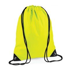 Bagbase 10x stuks nylon sport/zwemmen gymtas/ gymtasje met rijgkoord 45 x 34 cm - fluoriserend Geel