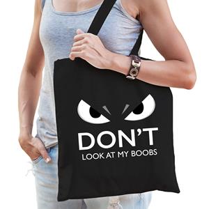 Bellatio dont look boobs cadeau katoenen tas - volwassenen - Zwart