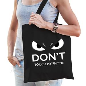 Bellatio dont touch telefoon cadeau katoenen tas - volwassenen - Zwart