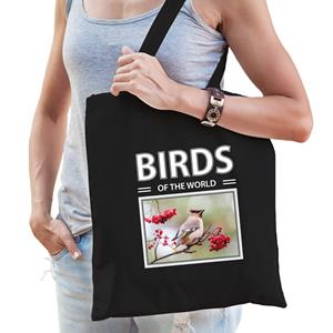 Bellatio Dieren Pestvogel foto tas katoen volw + kind Zwart