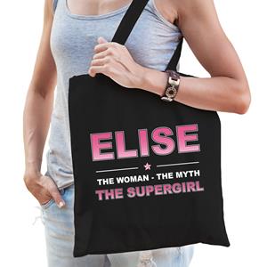 Bellatio Naam cadeau Elise - The woman, The myth the supergirl katoenen tas - Boodschappentas verjaardag/ moeder/ collega/ vriendin - Feest Boodschappentassen