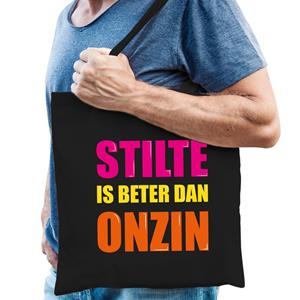 Bellatio Stilte is beter dan onzin cadeau tas zwart voor heren cadeau katoenen tas Zwart