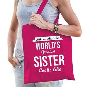 Bellatio Worlds greatest SISTER cadeau tasje Roze