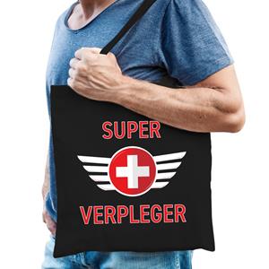 Bellatio Super verpleger cadeau katoenen tas Zwart