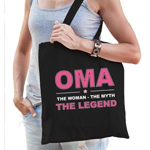 Bellatio Oma the woman the myth the legend katoenen tas Zwart
