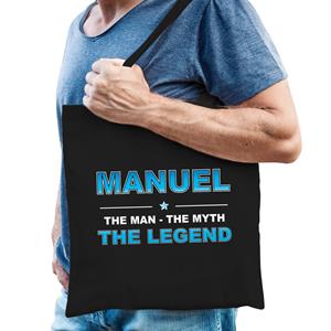 Bellatio Naam cadeau Manuel - The man, The myth the legend katoenen tas - Boodschappentas verjaardag/ vader/ collega/ geslaagd - Feest Boodschappentassen