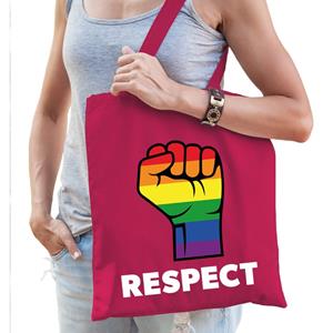 Bellatio Gaypride respect regenboog tas fuchsia Roze