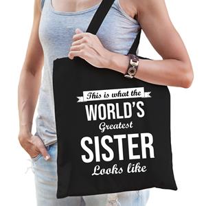 Bellatio Worlds greatest SISTER cadeau tasje Zwart