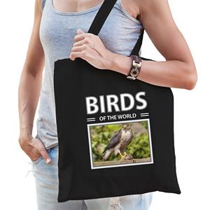 Bellatio Dieren havik vogel foto tas katoen volw + kind Zwart