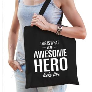 Bellatio Awesome hero / held cadeau katoenen tas Zwart