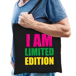 Bellatio I am limited edition cadeau tas zwart voor heren cadeau katoenen tas Zwart