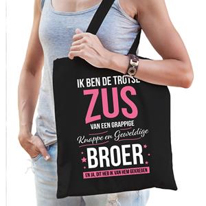 Bellatio Trotse zus / broer cadeau tas Zwart