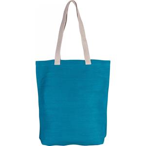 Jute canvas katoenen schoudertasje in het turquoise Blauw