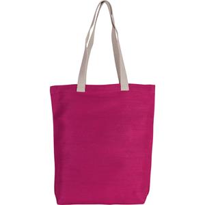 Jute canvas katoenen schoudertasje in het fuchsia Roze