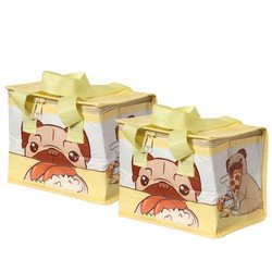Puckator Kleine lunch/sixpack koeltas - 2 st - Mops hond print - 21 x 15 cm - 4,4 L - Koeltas