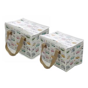 Puckator Kleine lunch / sixpack koeltas - 2 st - Camping print - 20 x 30 cm - 12Liter - Koeltas