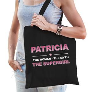 Bellatio Naam cadeau Patricia - The woman, The myth the supergirl katoenen tas - Boodschappentas verjaardag/ moeder/ collega/ vriendin - Feest Boodschappentassen
