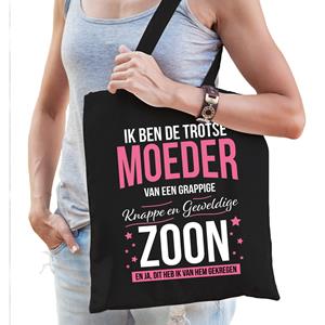 Bellatio Trotse moeder / zoon cadeau tas Zwart