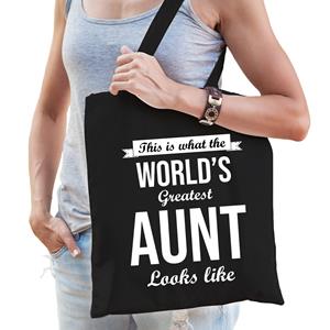 Bellatio Worlds greatest AUNT cadeau tasje Zwart