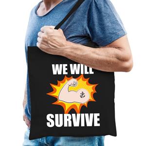 Bellatio We will survive katoenen tas Zwart