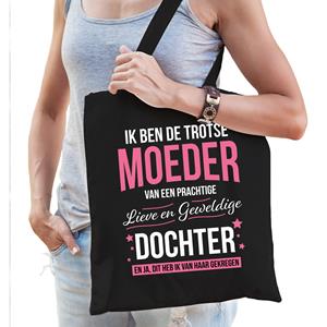 Bellatio Trotse moeder / dochter cadeau tas Zwart