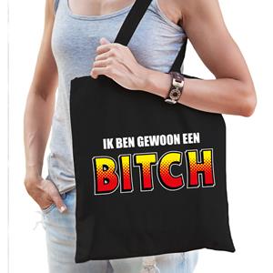 Bellatio Ik ben gewoon een bitch katoenen tas Zwart