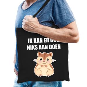 Bellatio Ik kan er ook niks aan doen hamsteren katoenen tas Zwart