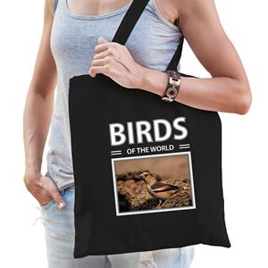 Bellatio Dieren Appelvink vogel foto tas katoen volw + kind Zwart
