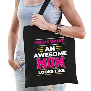 Bellatio Awesome mom katoenen tas - Zwart